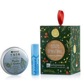 Lanterna Bosco d’Inverno – Crema Mani Menta e Limone + Bio-Cao Ialuronico - Idea Regalo Uomo e Natale