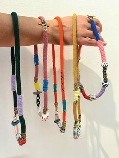 Collana Collezione Intrecci - Macramé e Ceramica fatta a mano